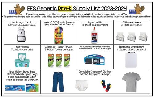 Pre-K Supply List