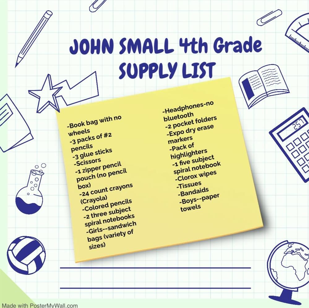  4th Grade Supply List