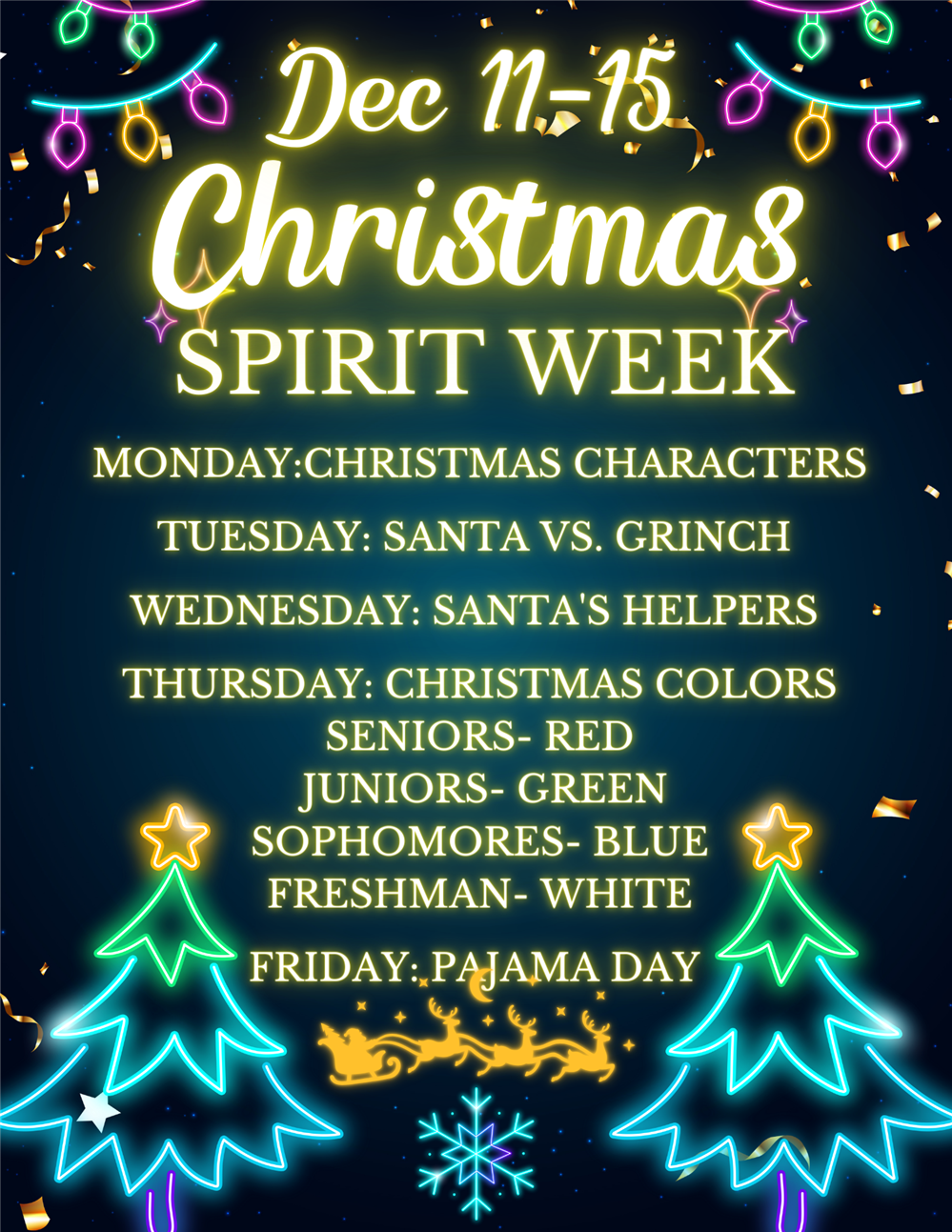  Christmas spirit week days